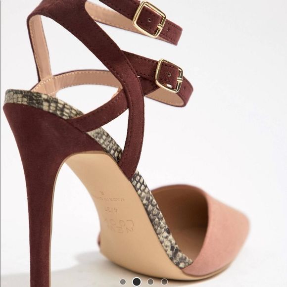 New Wide Fit Pointed Strappy Sandals Snakeskin - Picture 2 of 4